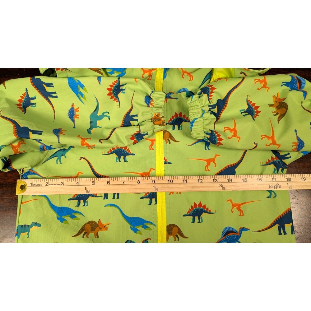 Topsky Kids Dinosaur Rain Jacket Green Hooded Windbreaker Waterproof Boys Girls - Picture 5 of 9